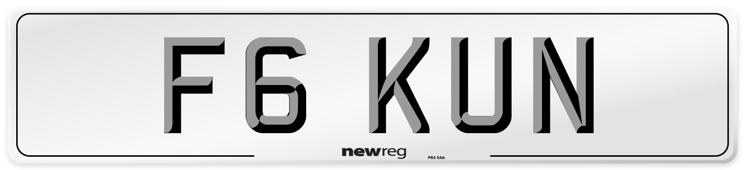 F6 KUN Number Plate from New Reg